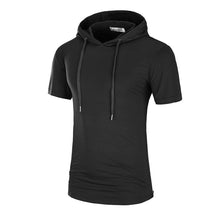 Load image into Gallery viewer, Men&#39;s Hooded Short Sleeve Hooded Mid-length T-shirt