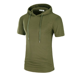 Men's Hooded Short Sleeve Hooded Mid-length T-shirt