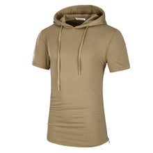 Load image into Gallery viewer, Men&#39;s Hooded Short Sleeve Hooded Mid-length T-shirt