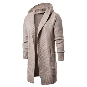 Men's Autumn Hooded Mid-length Sweater Cardigan