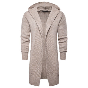 Men's Autumn Hooded Mid-length Sweater Cardigan