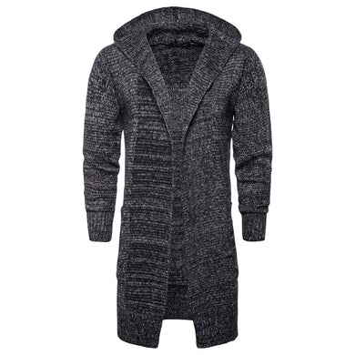 Men's Autumn Hooded Mid-length Sweater Cardigan