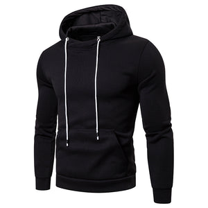 Men's Solid Color Casual Hooded Sweatshirt with Pocket