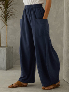 Women's Loose Casual Wide-leg Pants Solid Color Trousers