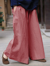 Load image into Gallery viewer, Women&#39;s Elastic Waist Pocket Casual Trousers Loose Retro Wide-leg Pants