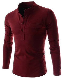 Casual POLO Collar Long Sleeve Pocket T-shirt for Men