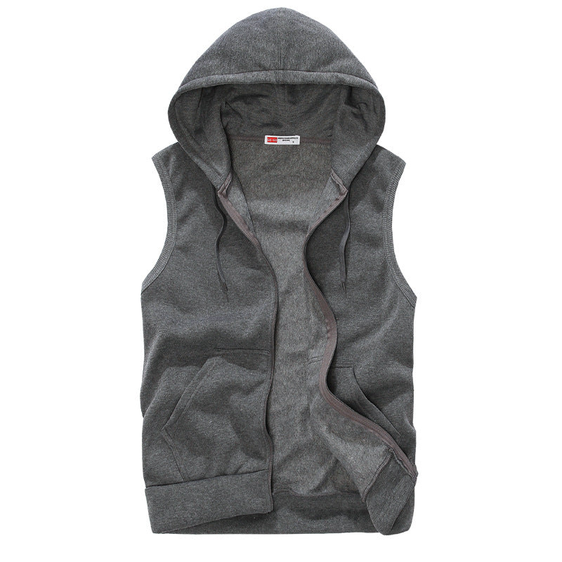 Sports Casual Zipper Hooded Men'S Vest