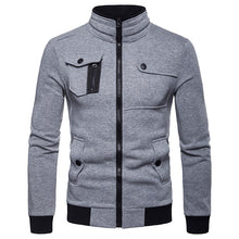 Load image into Gallery viewer, Men&#39;S Stand-Up Collar Multi-Pocket Zipper Long-Sleeved Sweater