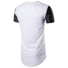 Load image into Gallery viewer, Men&#39;S Round Neck Short-Sleeved Solid Color And Leather T-Shirt