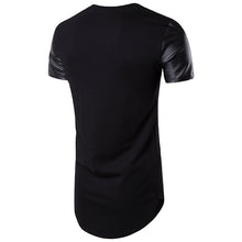 Load image into Gallery viewer, Men&#39;S Round Neck Short-Sleeved Solid Color And Leather T-Shirt