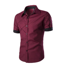 Load image into Gallery viewer, Men&#39;S Grid Stitching Stitching Short Sleeve Shirt