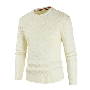 Men'S Lapel Letter Crochet Knitted Long Sleeve Sweater