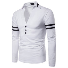 Load image into Gallery viewer, Men&#39;S Solid Color Deep V-Shaped Design Lapel Long Sleeve T-Shirt