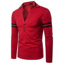 Load image into Gallery viewer, Men&#39;S Solid Color Deep V-Shaped Design Lapel Long Sleeve T-Shirt