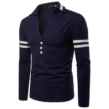 Load image into Gallery viewer, Men&#39;S Solid Color Deep V-Shaped Design Lapel Long Sleeve T-Shirt