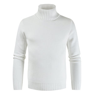 Men'S Pullover Slim High-Neck Solid Color Sweater