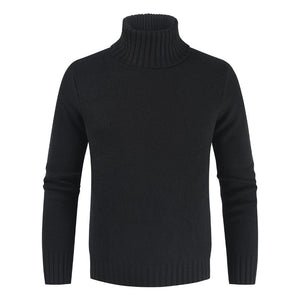 Men'S Pullover Slim High-Neck Solid Color Sweater