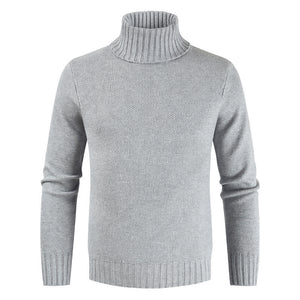 Men'S Pullover Slim High-Neck Solid Color Sweater