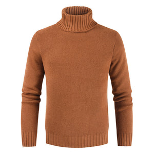 Men'S Pullover Slim High-Neck Solid Color Sweater