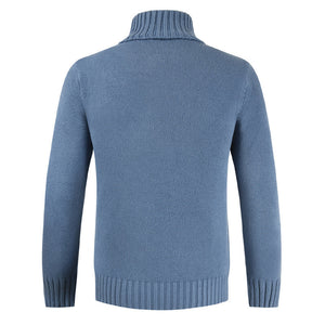 Men'S Pullover Slim High-Neck Solid Color Sweater