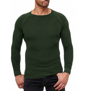 Men'S Solid Color Pullover Long-Sleeved Knitted Slim-Fit Sweater