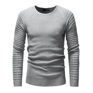 Men'S Solid Color Pullover Long-Sleeved Knitted Slim-Fit Sweater