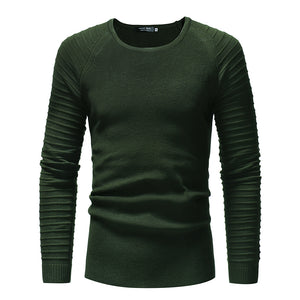 Men'S Solid Color Pullover Long-Sleeved Knitted Slim-Fit Sweater