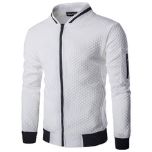 Load image into Gallery viewer, Men&#39;S Diamond Check Color Contrast Zipper Stand Collar Sweater