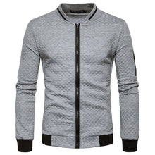 Load image into Gallery viewer, Men&#39;S Diamond Check Color Contrast Zipper Stand Collar Sweater