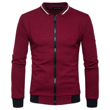 Load image into Gallery viewer, Men&#39;S Diamond Check Color Contrast Zipper Stand Collar Sweater