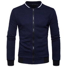 Load image into Gallery viewer, Men&#39;S Diamond Check Color Contrast Zipper Stand Collar Sweater