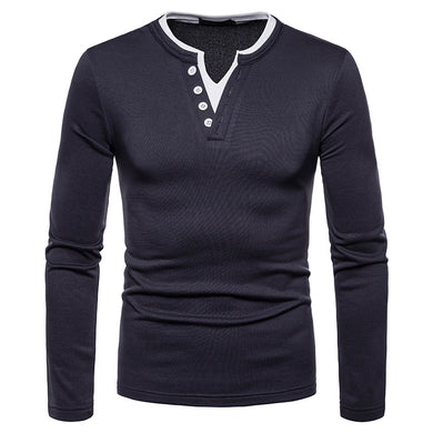 Men'S Plus Fleece Warm V-Neck Long-Sleeved T-Shirt