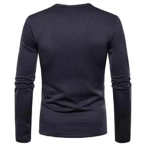 Men'S Plus Fleece Warm V-Neck Long-Sleeved T-Shirt