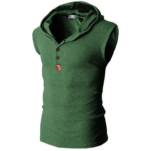 Fashion Men'S Hooded Casual Solid Color Vest