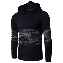 Load image into Gallery viewer, Men&#39;S Slim Stitching Hooded Round Neck Long Sleeve T-Shirt