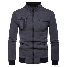 Load image into Gallery viewer, Men&#39;S Stand-Up Collar Multi-Pocket Zipper Long-Sleeved Sweater