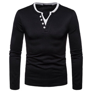 Men'S Plus Fleece Warm V-Neck Long-Sleeved T-Shirt