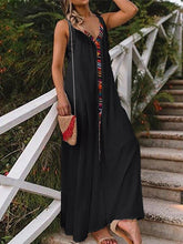 Load image into Gallery viewer, Women Cotton and Linen V-Neck Stitching Sling Maxi Dress