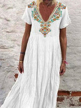 Load image into Gallery viewer, Retro Ethnic Print Short Sleeve V-neck Casual Dress