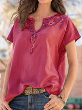 Load image into Gallery viewer, Retro Ethnic Embroidery Short-sleeved Top Casual T-shirt