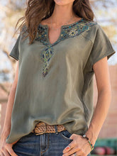 Load image into Gallery viewer, Retro Ethnic Embroidery Short-sleeved Top Casual T-shirt