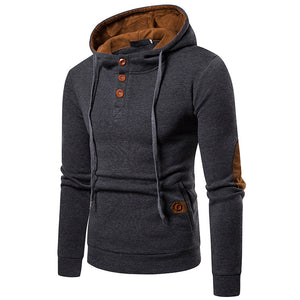 Men'S Suede Color Matching Hooded Sweater Jacket