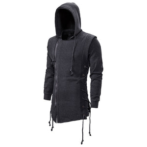 Men'S Dark Hooded Loose Coat