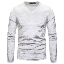 Load image into Gallery viewer, Men&#39;S Diamond Velvet V-Neck Multicolor Long Sleeve Slim T-Shirt