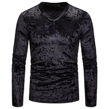 Load image into Gallery viewer, Men&#39;S Diamond Velvet V-Neck Multicolor Long Sleeve Slim T-Shirt