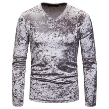 Load image into Gallery viewer, Men&#39;S Diamond Velvet V-Neck Multicolor Long Sleeve Slim T-Shirt