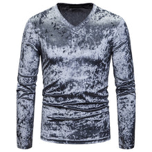 Load image into Gallery viewer, Men&#39;S Diamond Velvet V-Neck Multicolor Long Sleeve Slim T-Shirt