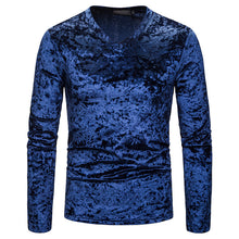 Load image into Gallery viewer, Men&#39;S Diamond Velvet V-Neck Multicolor Long Sleeve Slim T-Shirt