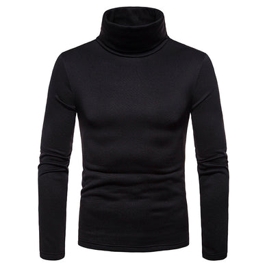 Men'S Plus Velvet Warm High Neck Long Sleeve T-Shirt Bottoming Shirt