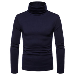 Men'S Plus Velvet Warm High Neck Long Sleeve T-Shirt Bottoming Shirt